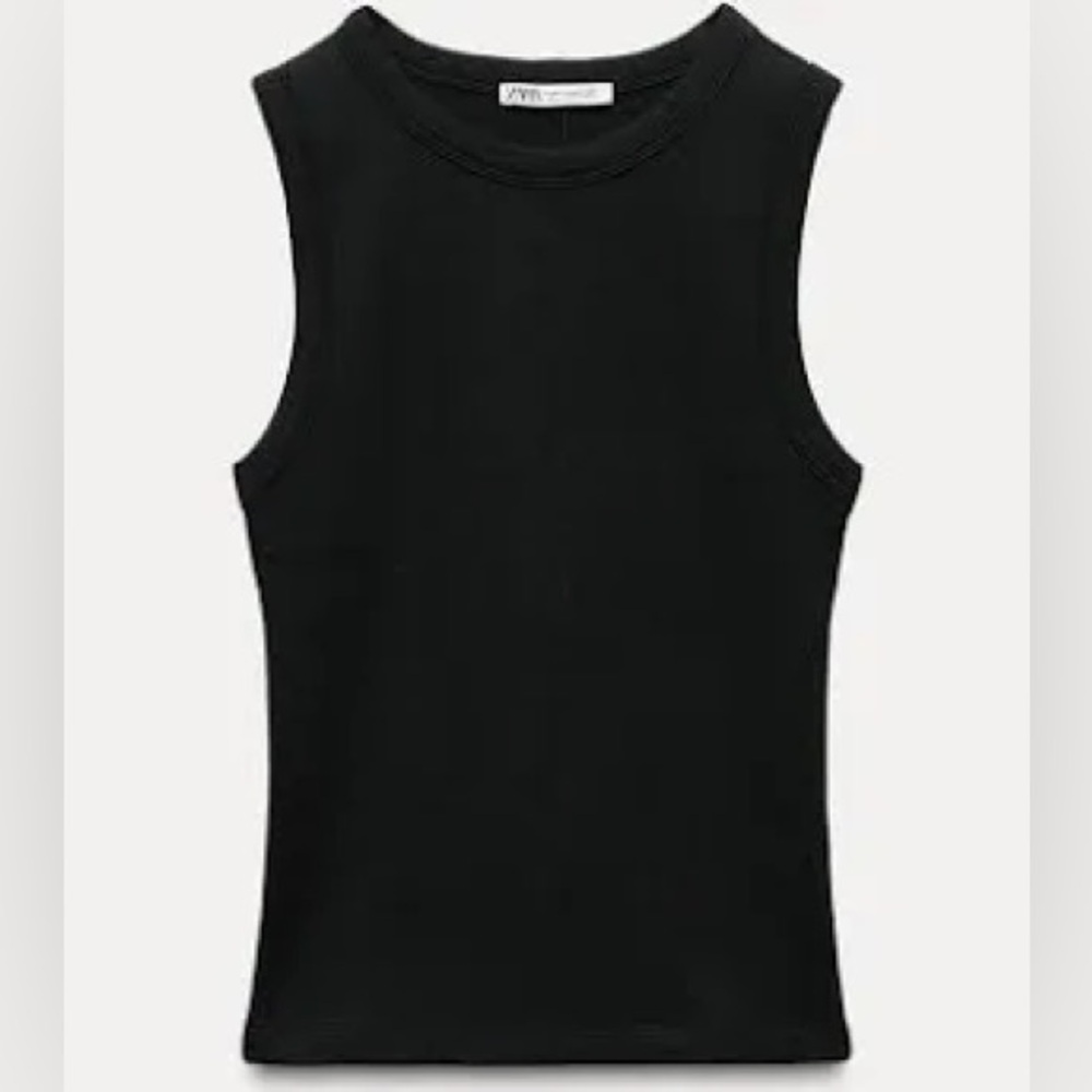 ZARA NWOT Ribbed Black Tank Top